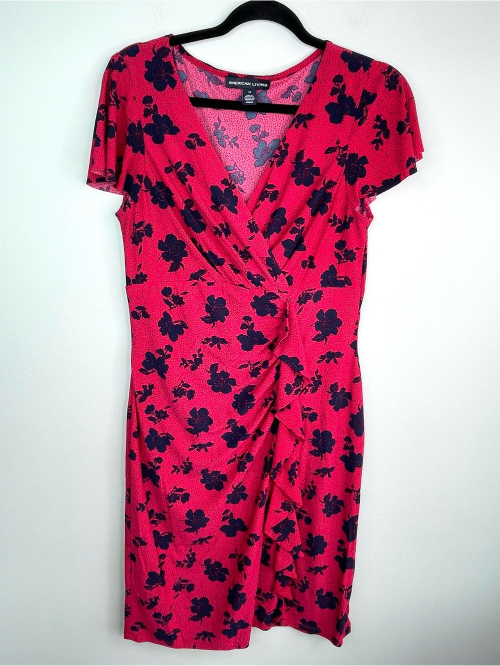 American Living Hot Pink Floral Knee Length Sheath Dress Size 10